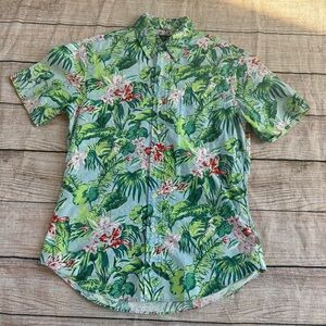 Ralph Lauren Shirt Men Size Medium Floral Hawaiian Button Down Short Sleeve